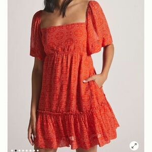 Anthropologie Red Mini Dress